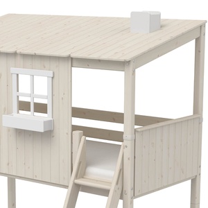 Cama media alta evolutiva cabaña 90x200cm 1/1 PLAY HOUSE CLASSIC Flexa blanco cal