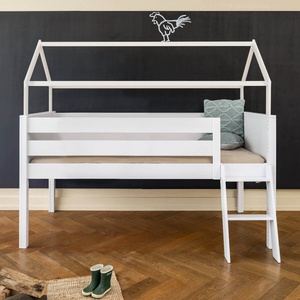 Cama media alta-techo casa KASVA haya lacado blanco