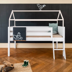 Cama media alta-techo casa KASVA haya lacado blanco