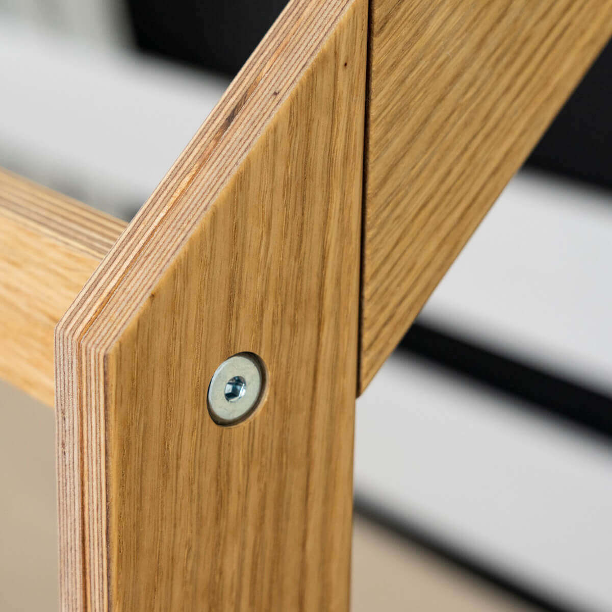 Cama media alta-techo casa-textil KASVA haya lacado blanco-contrachapado roble