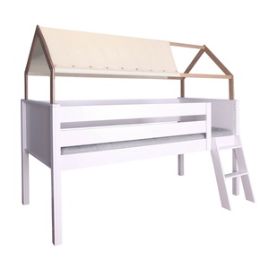 Cama media alta-techo casa-textil KASVA haya lacado blanco-contrachapado roble