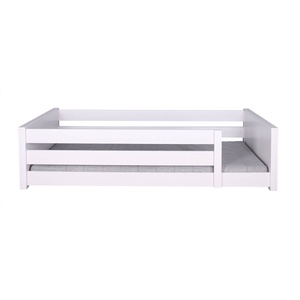 Cama montessori-barrera doble 90x200cm KASVA haya lacado blanco