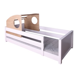 Cama montessori-barrera doble KASVA haya blanco-contrachapado roble-cabaña juegos
