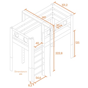 Cama Pirata alta cuerda DELUXE de Breuyn blanqueada