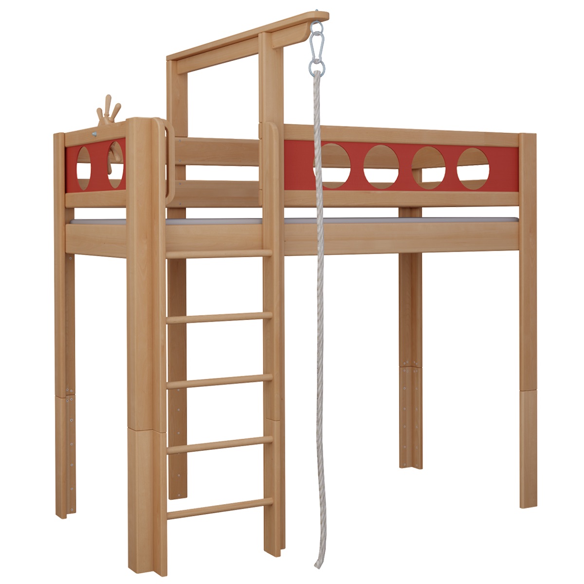 Cama Pirata alta cuerda DELUXE de Breuyn natural-rojo