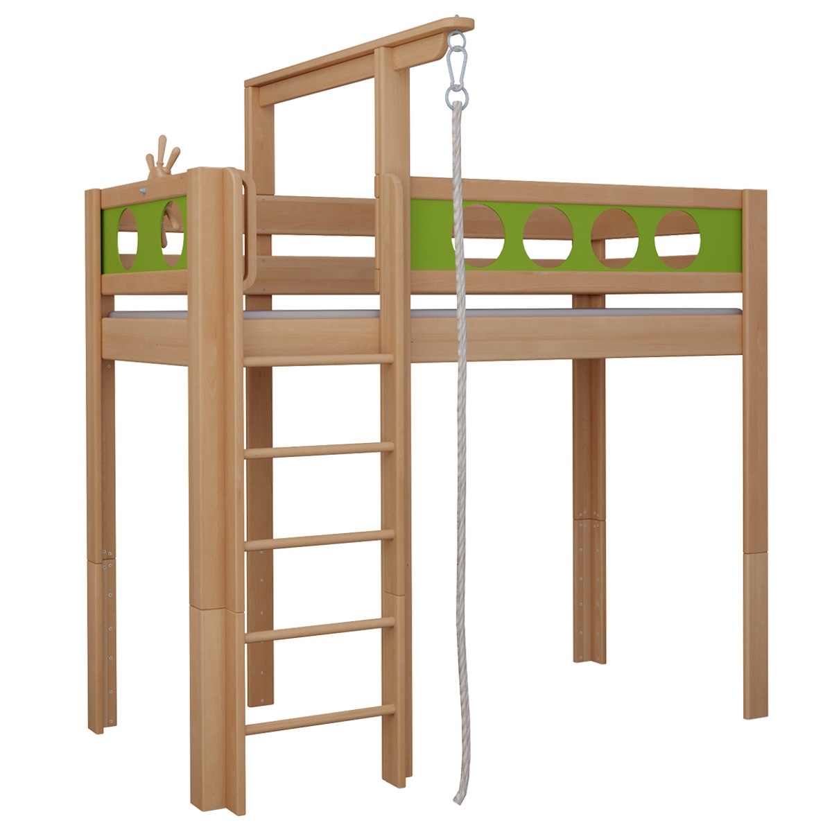 Cama Pirata alta cuerda DELUXE de Breuyn natural-verde