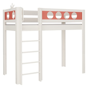 Cama Pirata alta DELUXE de Breuyn blanqueada-rojo