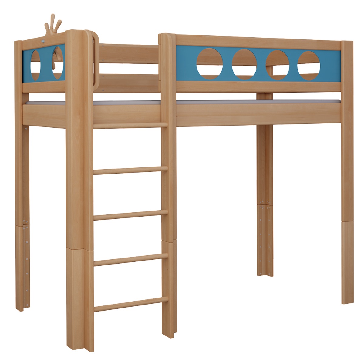 Cama Pirata alta DELUXE de Breuyn natural-azul