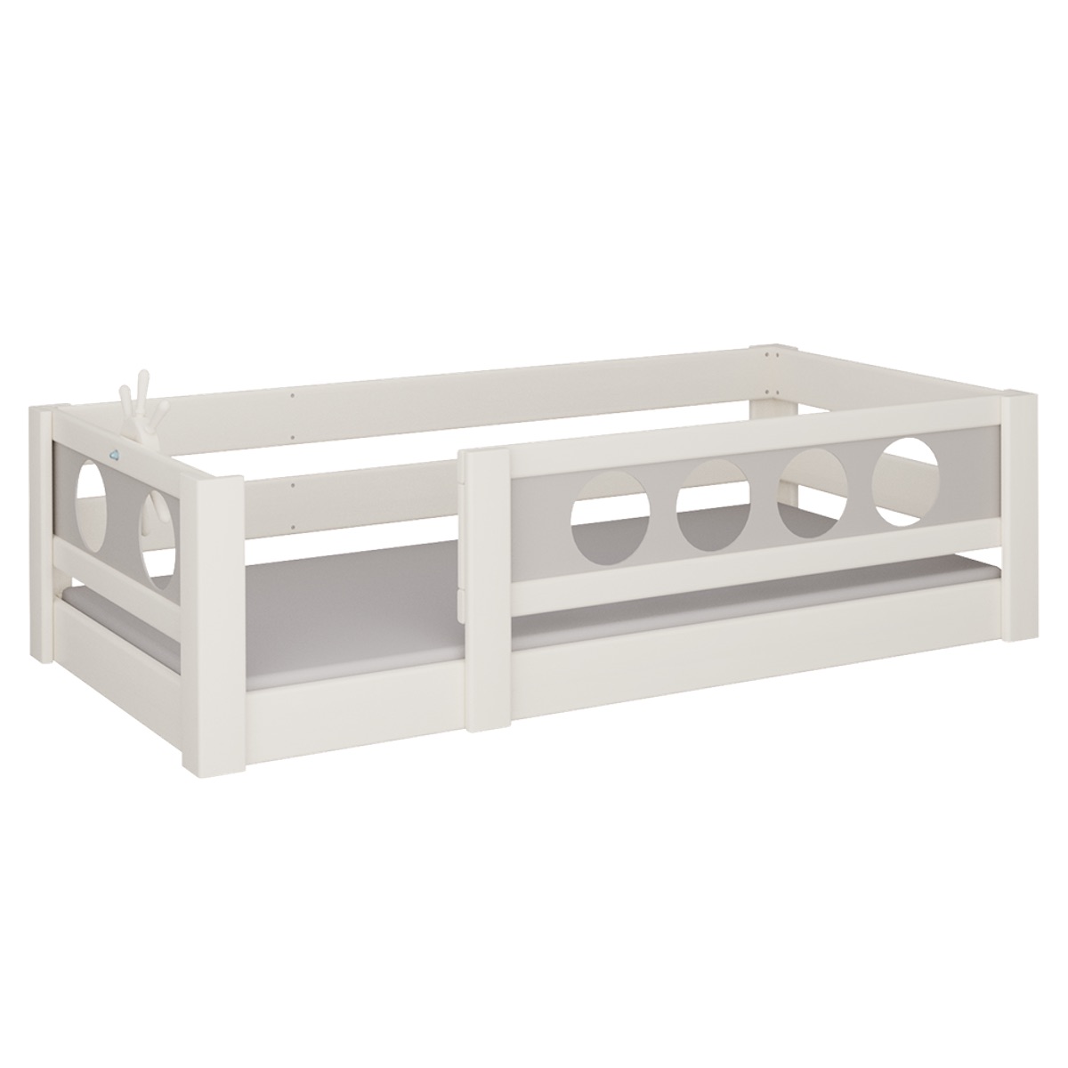 Cama Pirata baja DELUXE de Breuyn blanqueada-gris