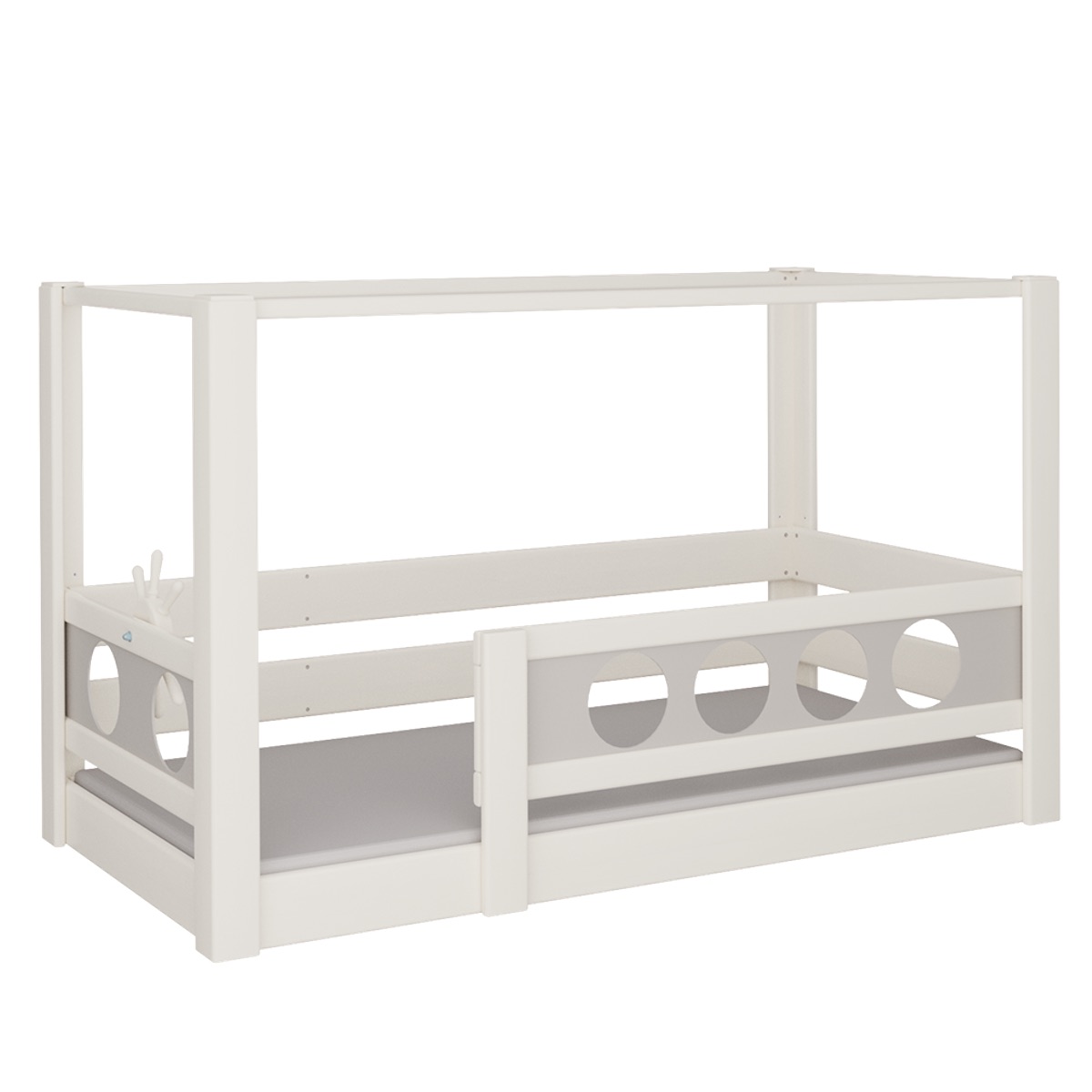 Cama Pirata con dosel DELUXE de Breuyn blanqueada-gris