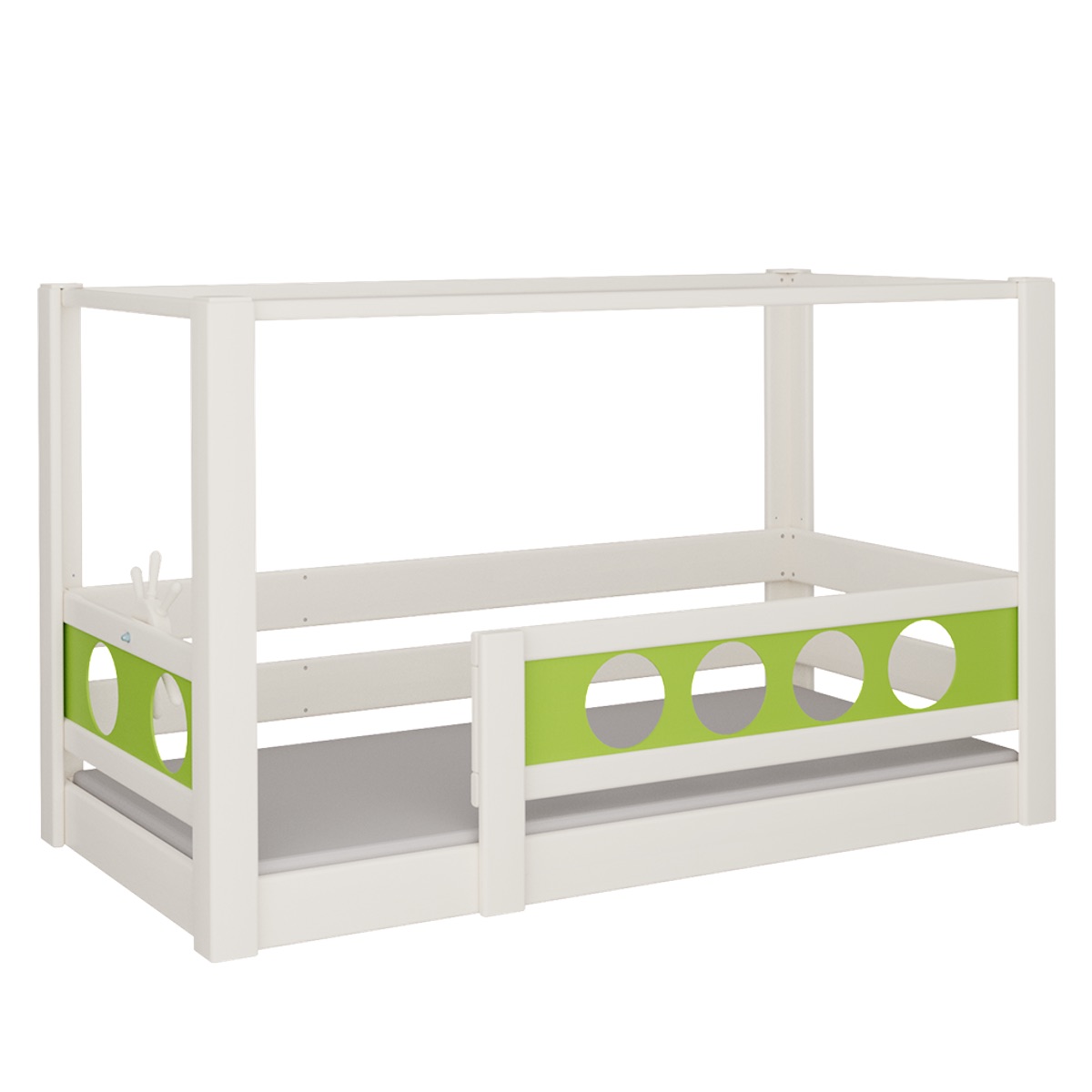 Cama Pirata con dosel DELUXE de Breuyn blanqueada-verde