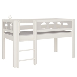 Cama Pirata media alta escalera DELUXE de Breuyn blanqueada-gris