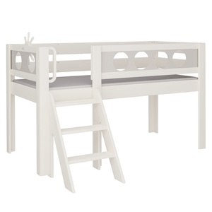 Cama Pirata media alta escalera DELUXE de Breuyn blanqueada-gris