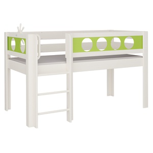 Cama Pirata media alta escalera DELUXE de Breuyn blanqueada-verde