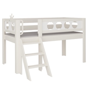 Cama Pirata media alta escalera DELUXE de Breuyn  blanqueada