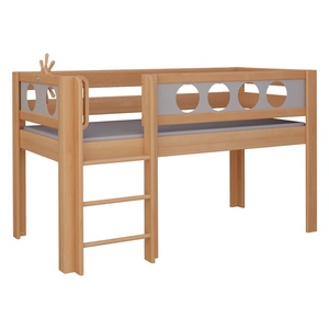 Cama Pirata media alta escalera DELUXE de Breuyn natural-gris