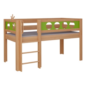 Cama Pirata media alta escalera DELUXE de Breuyn natural-verde