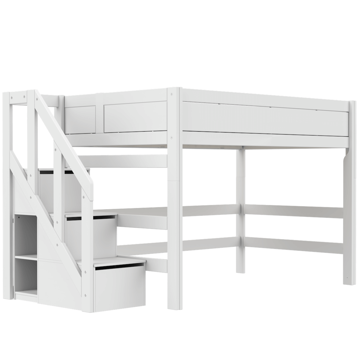Cama semi alta 120x200cm escalera cajones DELUXE Lifetime white