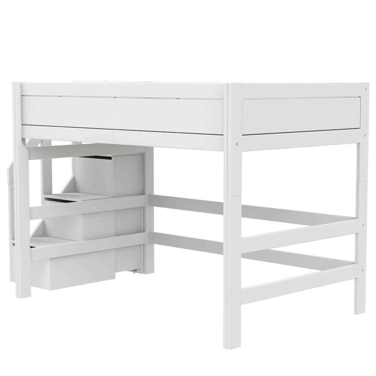 Cama semi alta 120x200cm escalera cajones DELUXE Lifetime white