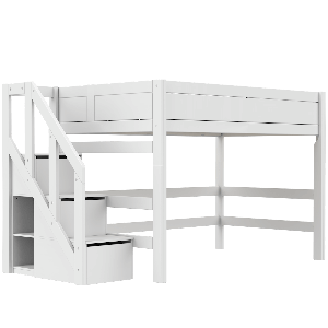 Cama semi alta 120x200cm escalera cajones DELUXE Lifetime white