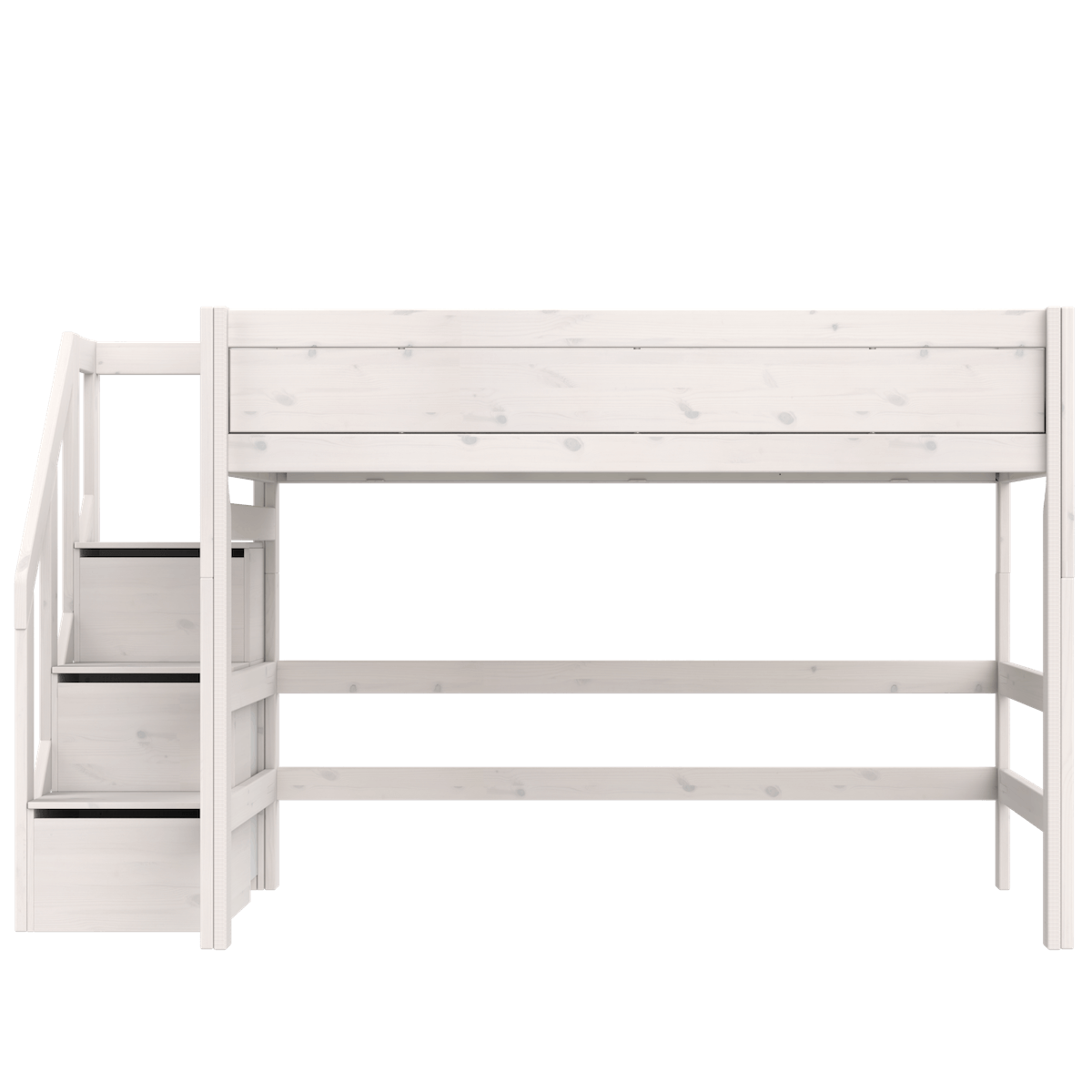 Cama semi alta 120x200cm escalera cajones DELUXE Lifetime whitewash