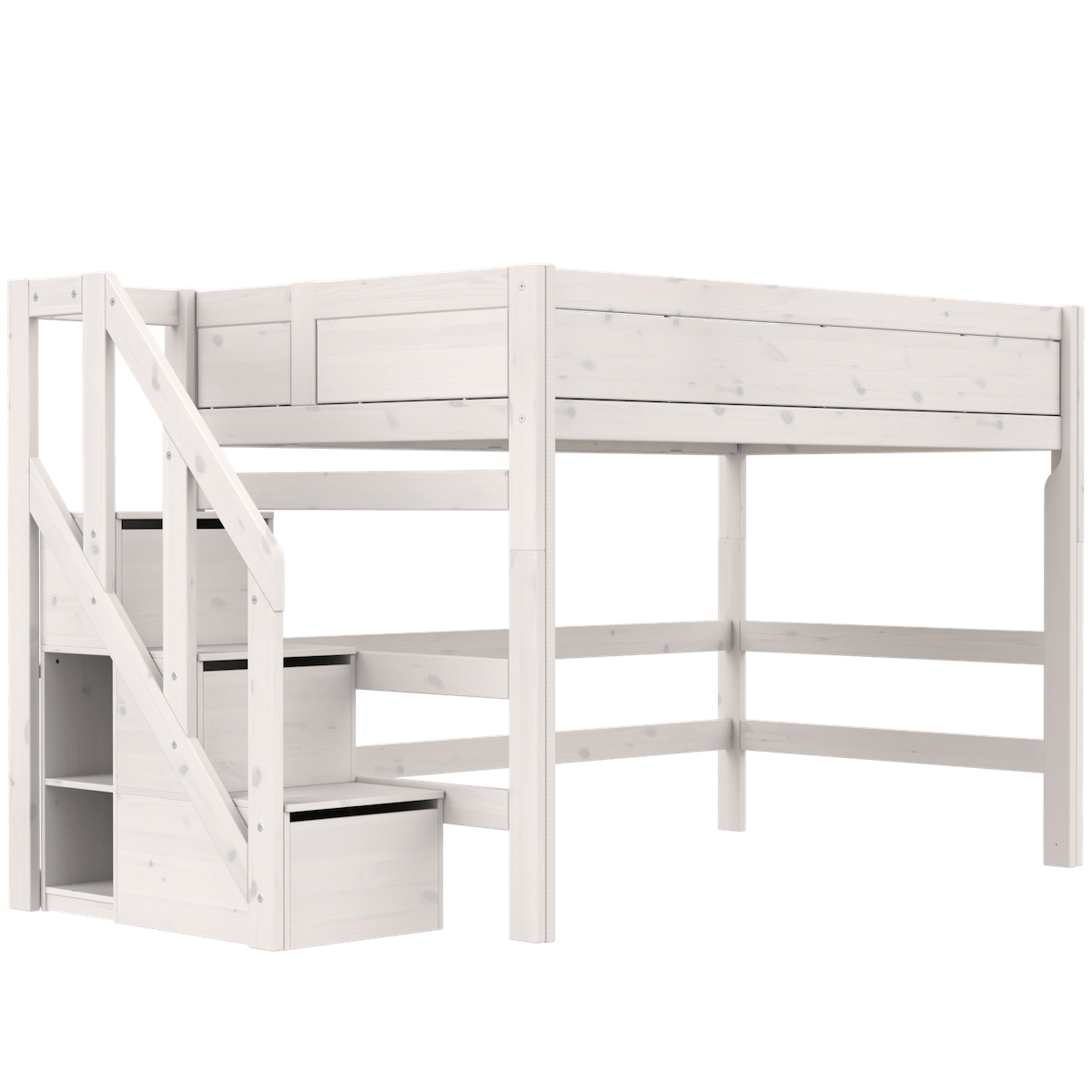 Cama semi alta 120x200cm escalera cajones DELUXE Lifetime whitewash