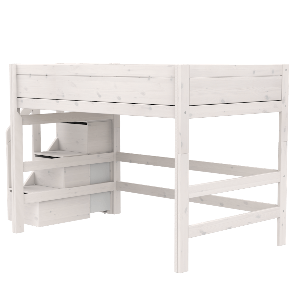 Cama semi alta 120x200cm escalera cajones DELUXE Lifetime whitewash