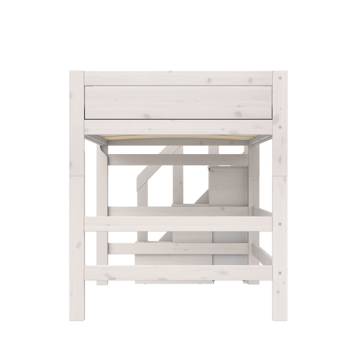 Cama semi alta 120x200cm escalera cajones DELUXE Lifetime whitewash