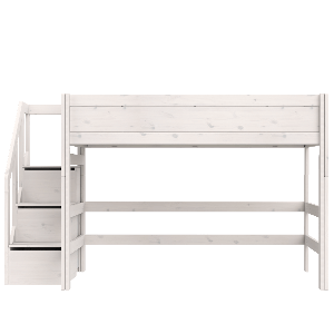 Cama semi alta 120x200cm escalera cajones DELUXE Lifetime whitewash