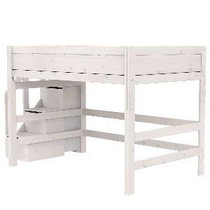 Cama semi alta 120x200cm escalera cajones DELUXE Lifetime whitewash
