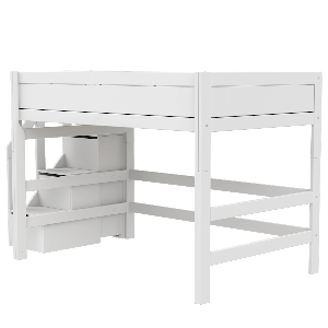 Cama semi alta 120x200cm escalera cajones PREMIUM Lifetime white