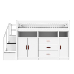 Cama semi alta 90x200cm escalera cajones BREEZE All-in-One Lifetime blanco