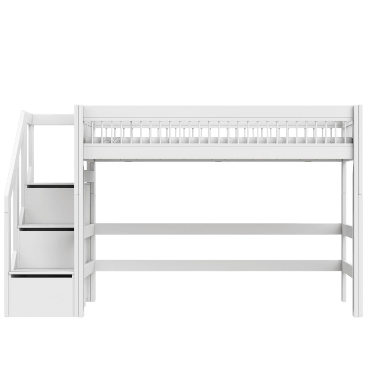 Cama semi alta 90x200cm escalera cajones BREEZE Lifetime blanco