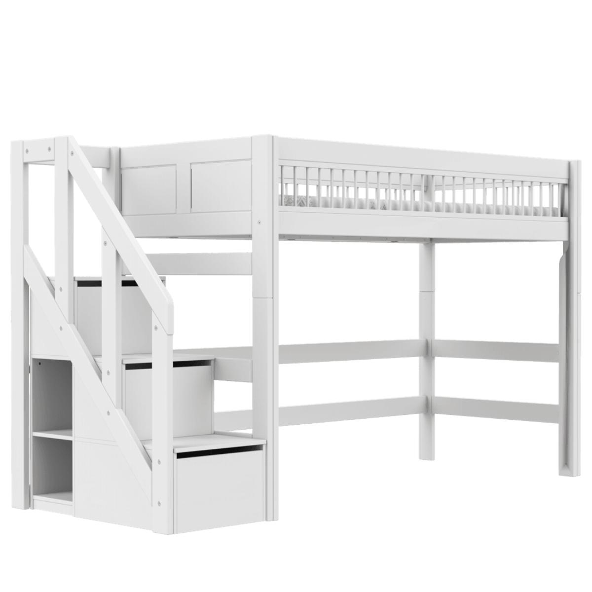 Cama semi alta 90x200cm escalera cajones BREEZE Lifetime blanco