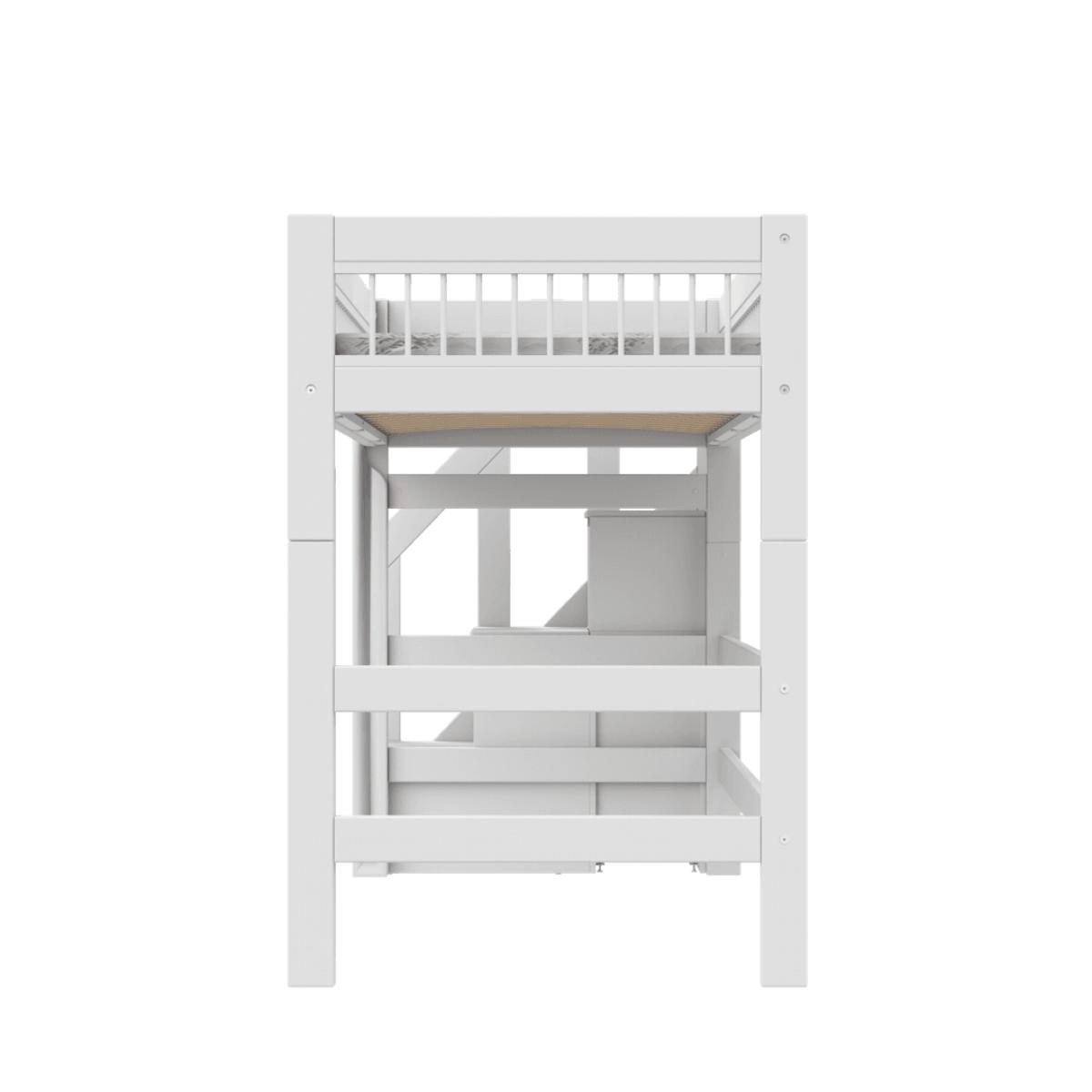 Cama semi alta 90x200cm escalera cajones BREEZE Lifetime blanco