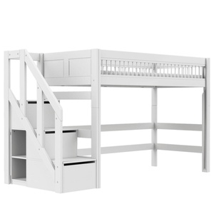 Cama semi alta 90x200cm escalera cajones BREEZE Lifetime blanco