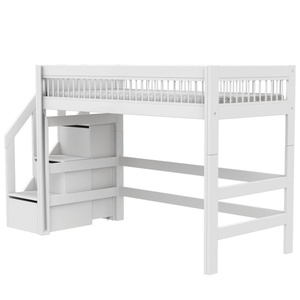 Cama semi alta 90x200cm escalera cajones BREEZE Lifetime blanco