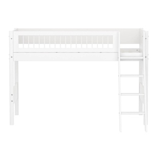 Cama semi alta 90x200cm escalera inclinada-barrera barras WHITE Flexa