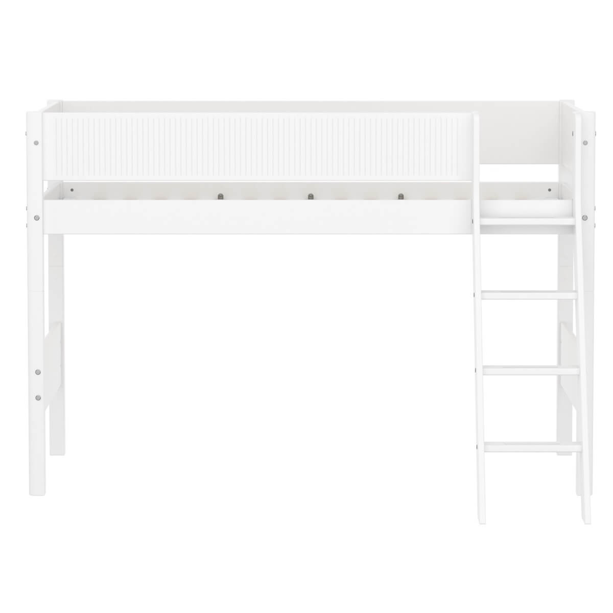 Cama semi alta 90x200cm escalera inclinada-barrera ranuras WHITE Flexa