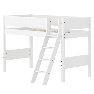 Cama semi alta 90x200cm escalera inclinada-barrera ranuras WHITE Flexa