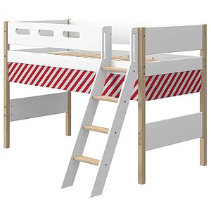 Cama semi-alta 90x200cm escalera inclinada NOR Flexa roble-blanco