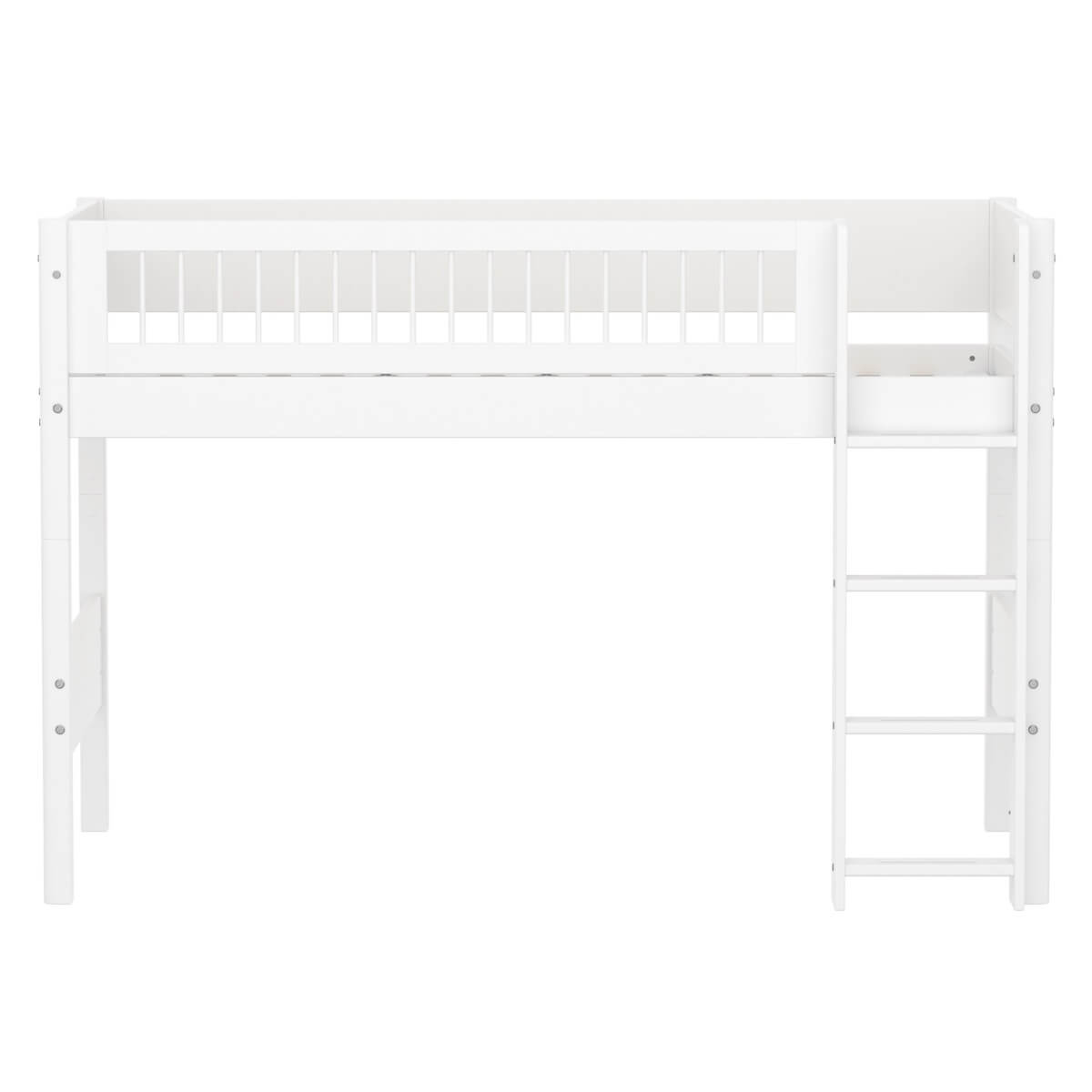 Cama semi alta 90x200cm escalera recta-barrera barras WHITE Flexa