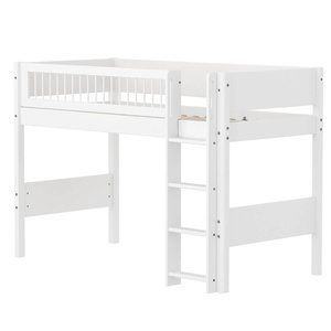 Cama semi alta 90x200cm escalera recta-barrera barras WHITE Flexa