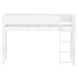 Cama semi alta 90x200cm escalera recta-barrera ranuras WHITE Flexa