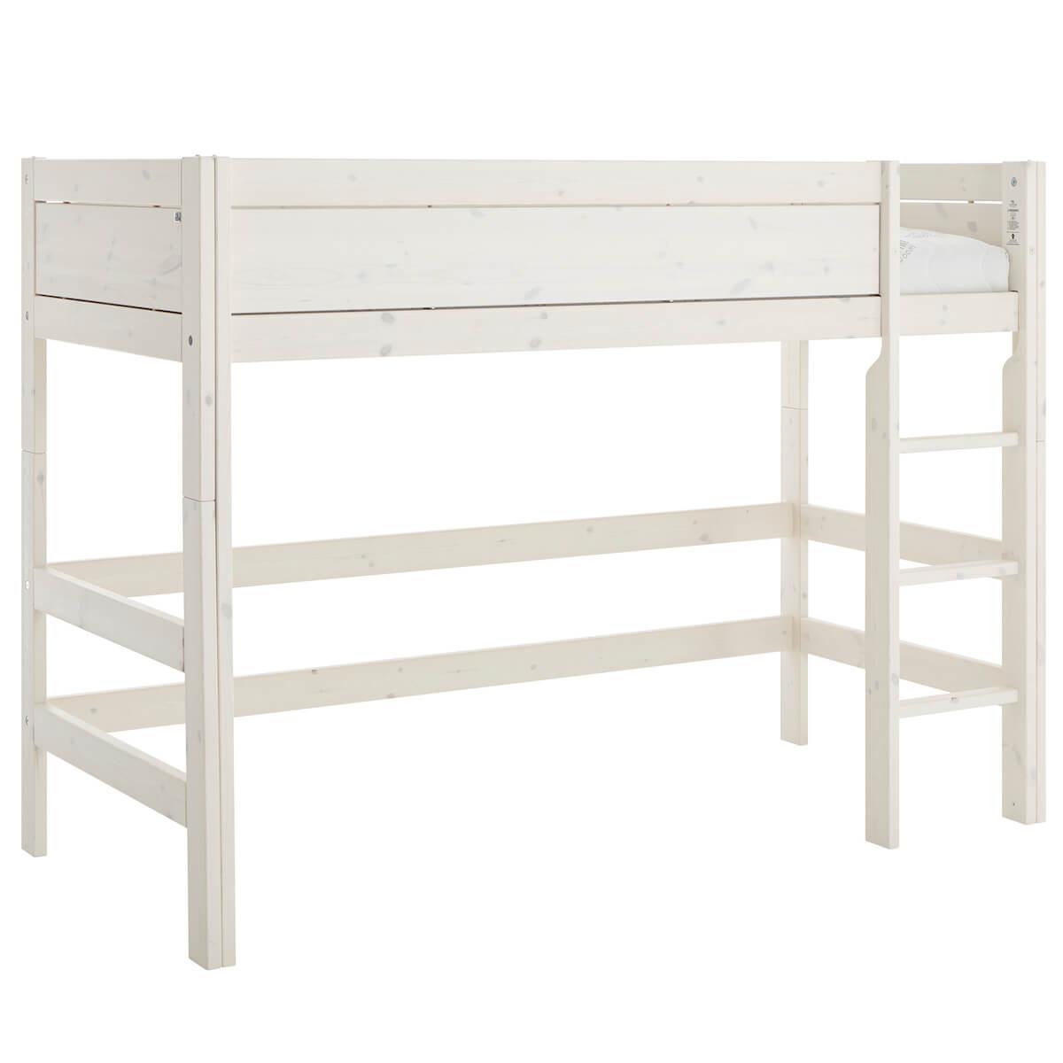 Cama semi alta 90x200cm escalera recta Lifetime blanqueado