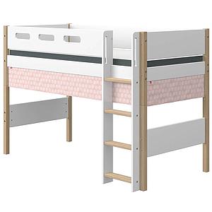 Cama semi-alta 90x200cm escalera recta NOR Flexa roble-blanco