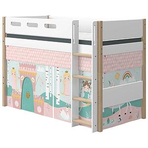 Cama semi-alta 90x200cm escalera recta NOR Flexa roble-blanco