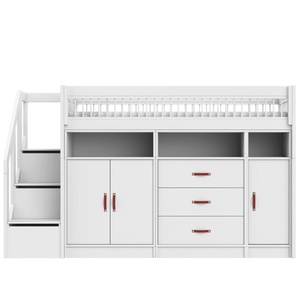 Cama semi alta All-in-One 90x200cm escalera cajones BREEZE Lifetime Somier Deluxe blanco