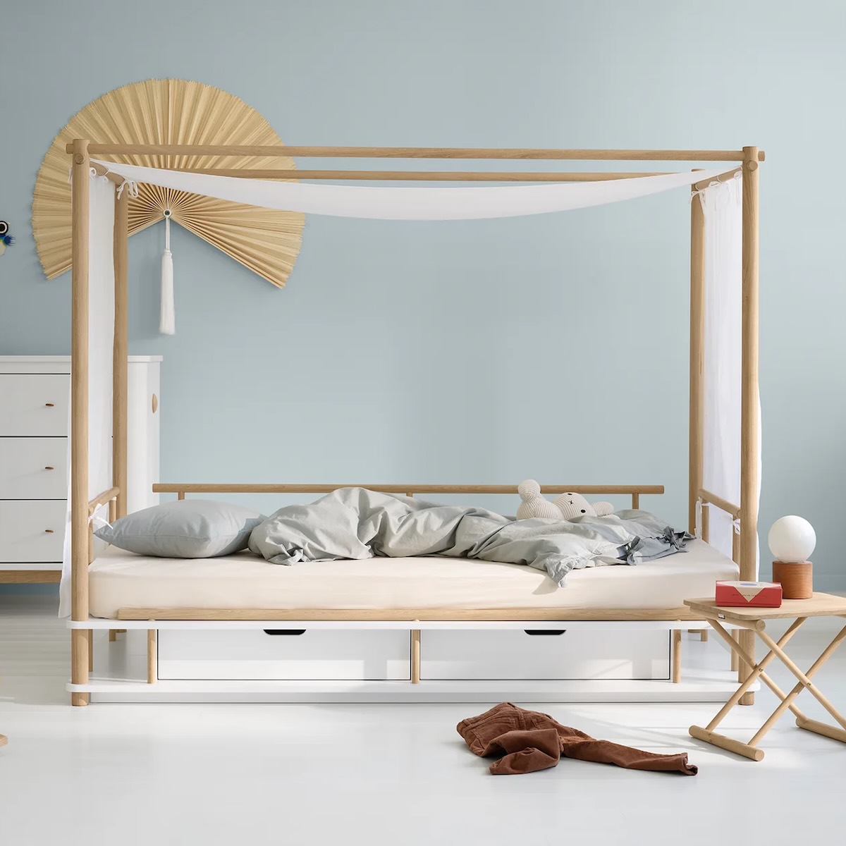 Cama sofá 90x180cm CAMP Oliver Furniture blanco-roble