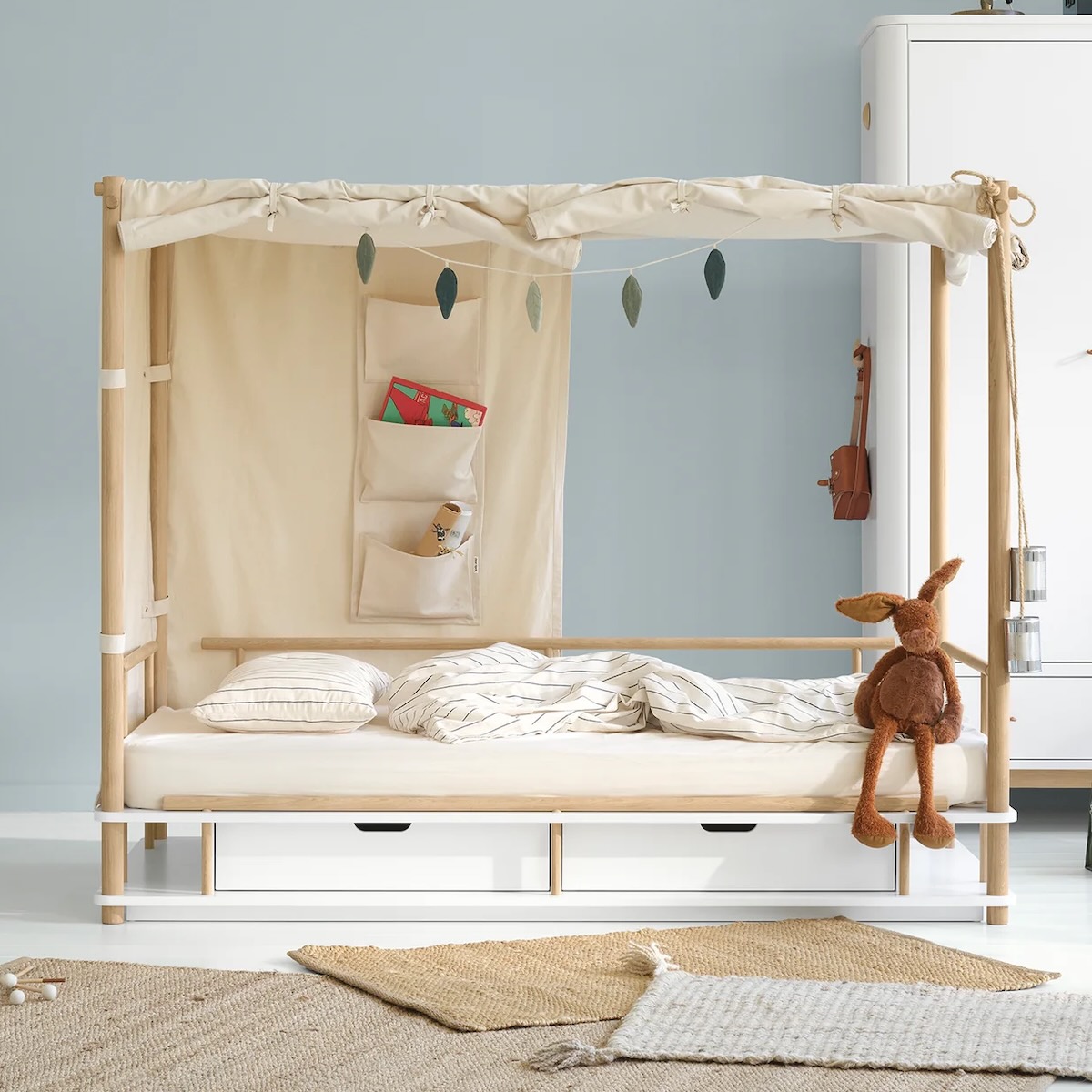 Cama sofá 90x180cm CAMP Oliver Furniture blanco-roble
